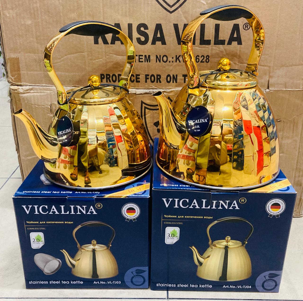 Vicalina Golden Stainless Steel Tea Kettle – 2L & 3L