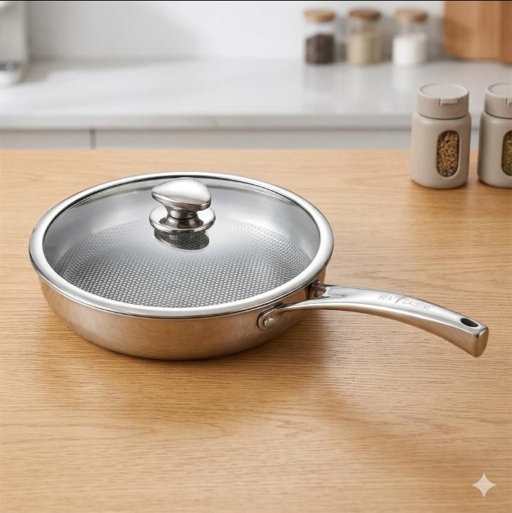 Imported 26cm Fish Coating Havey Stainlees Steel Fry Pan