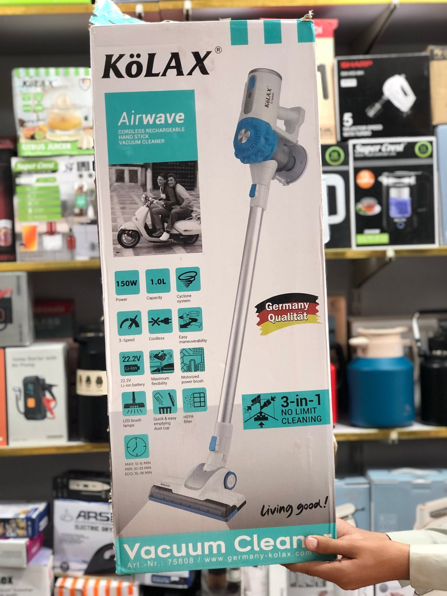KoLAX 3 in 1 Cyclonic Rechargeable Stick Vacuum Cleaner