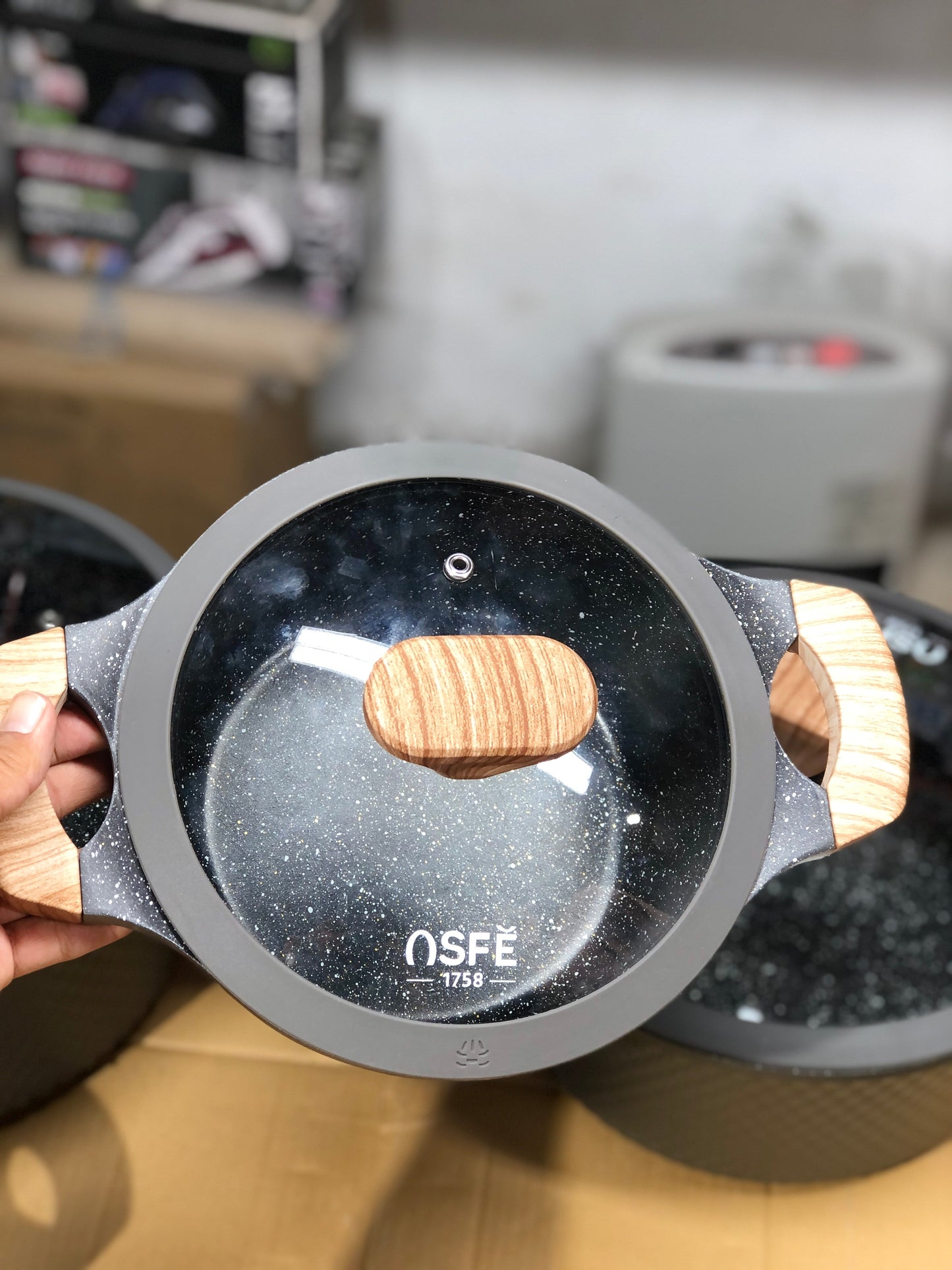Osfe 12pcs Granite Induction Based Cookware Set