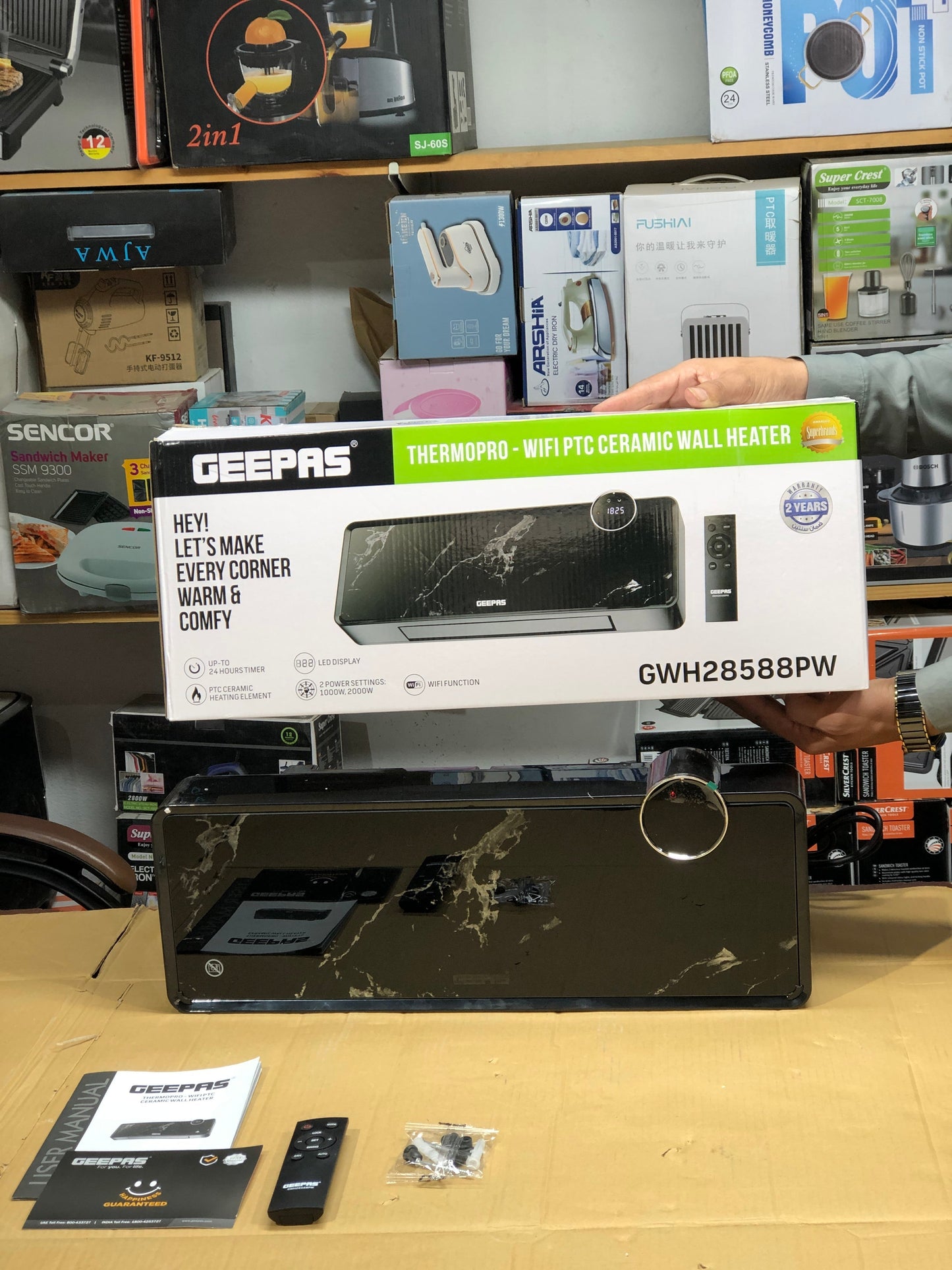 Geepas Thermopro Wifi PTC Ceramic Wall Heater 28588