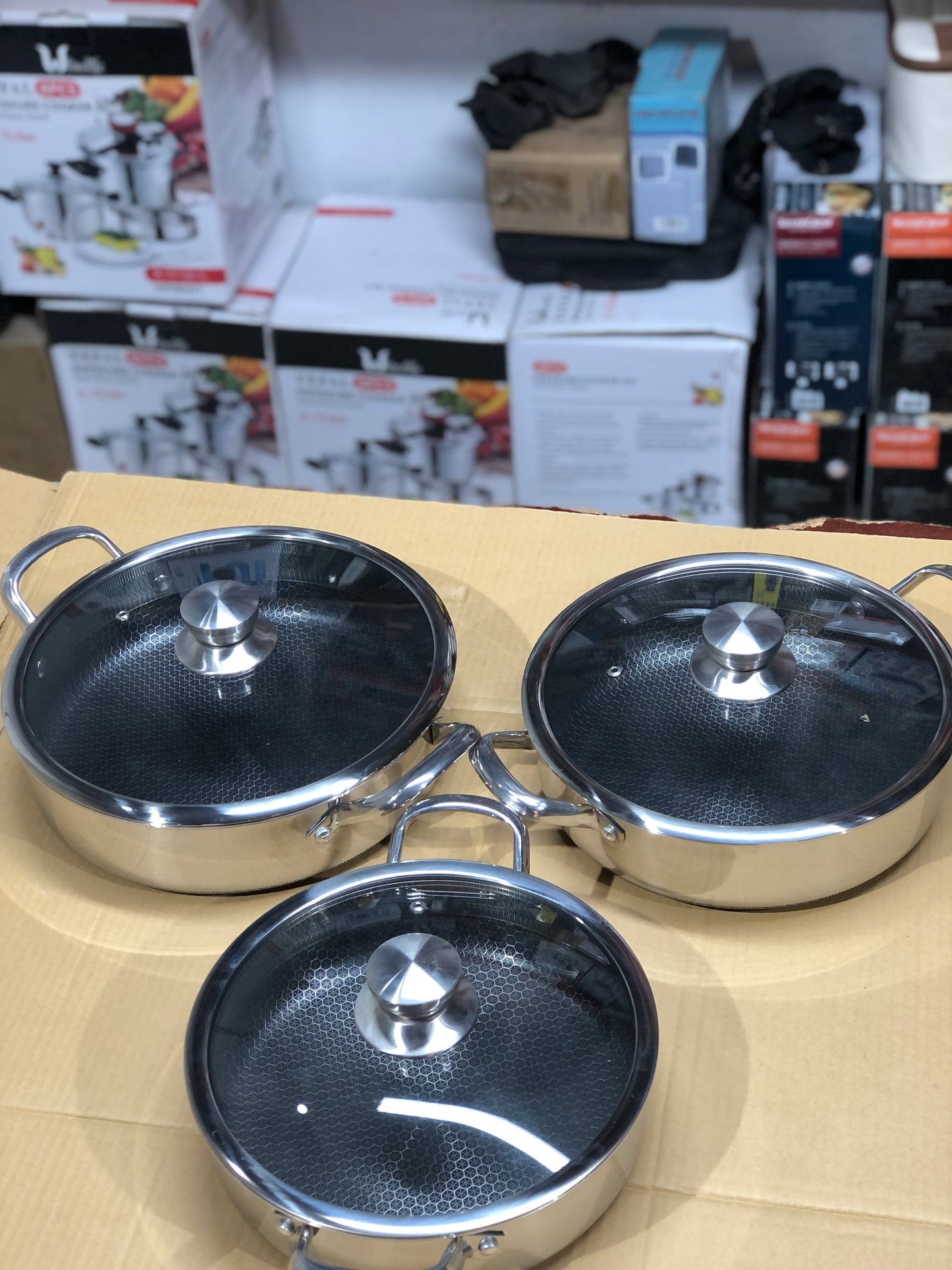 Imported Honey Comb Shallow Open Cookware Set