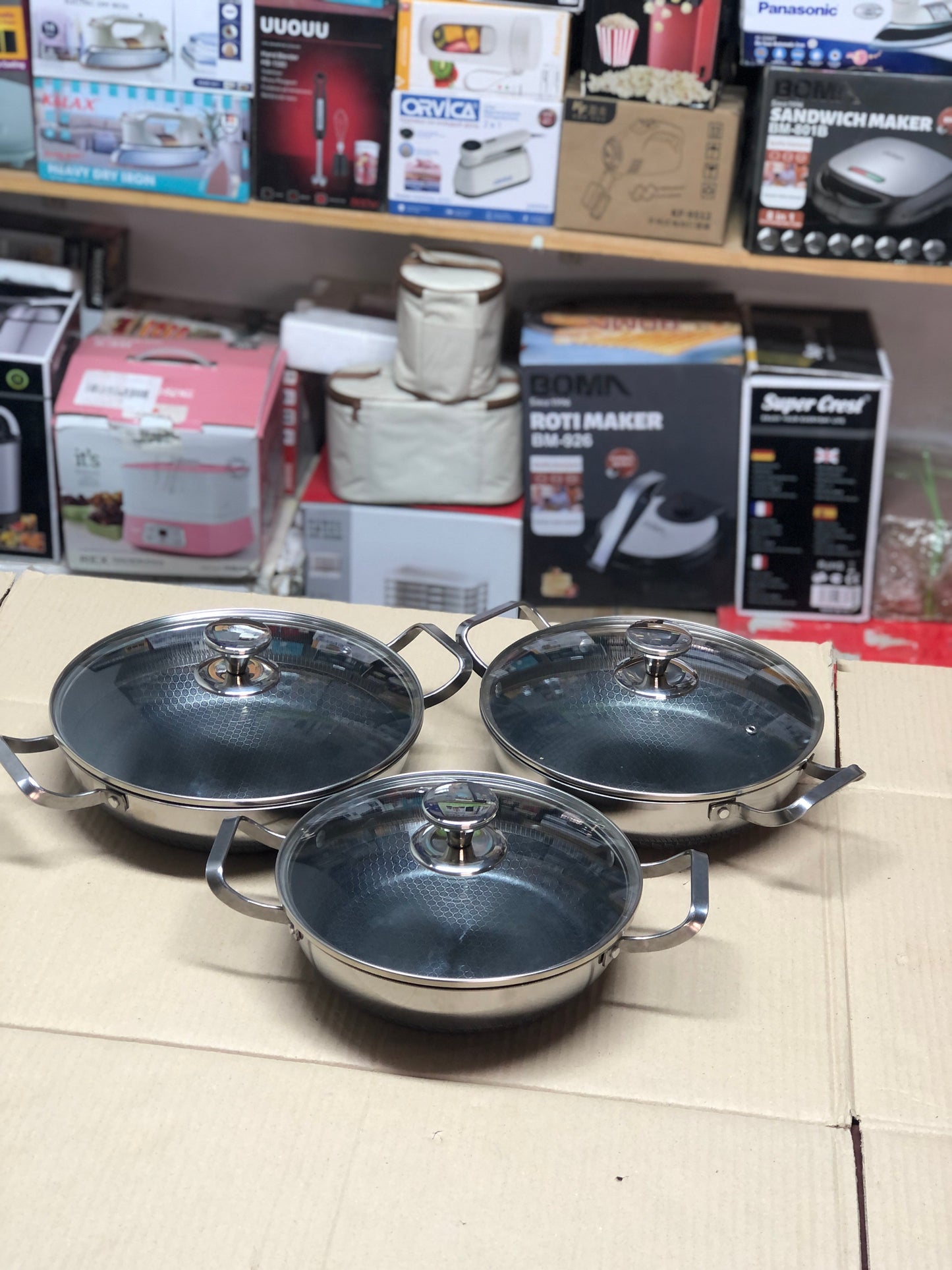 Imported Honey Comb Shallow 3pc Open Cookware Set
