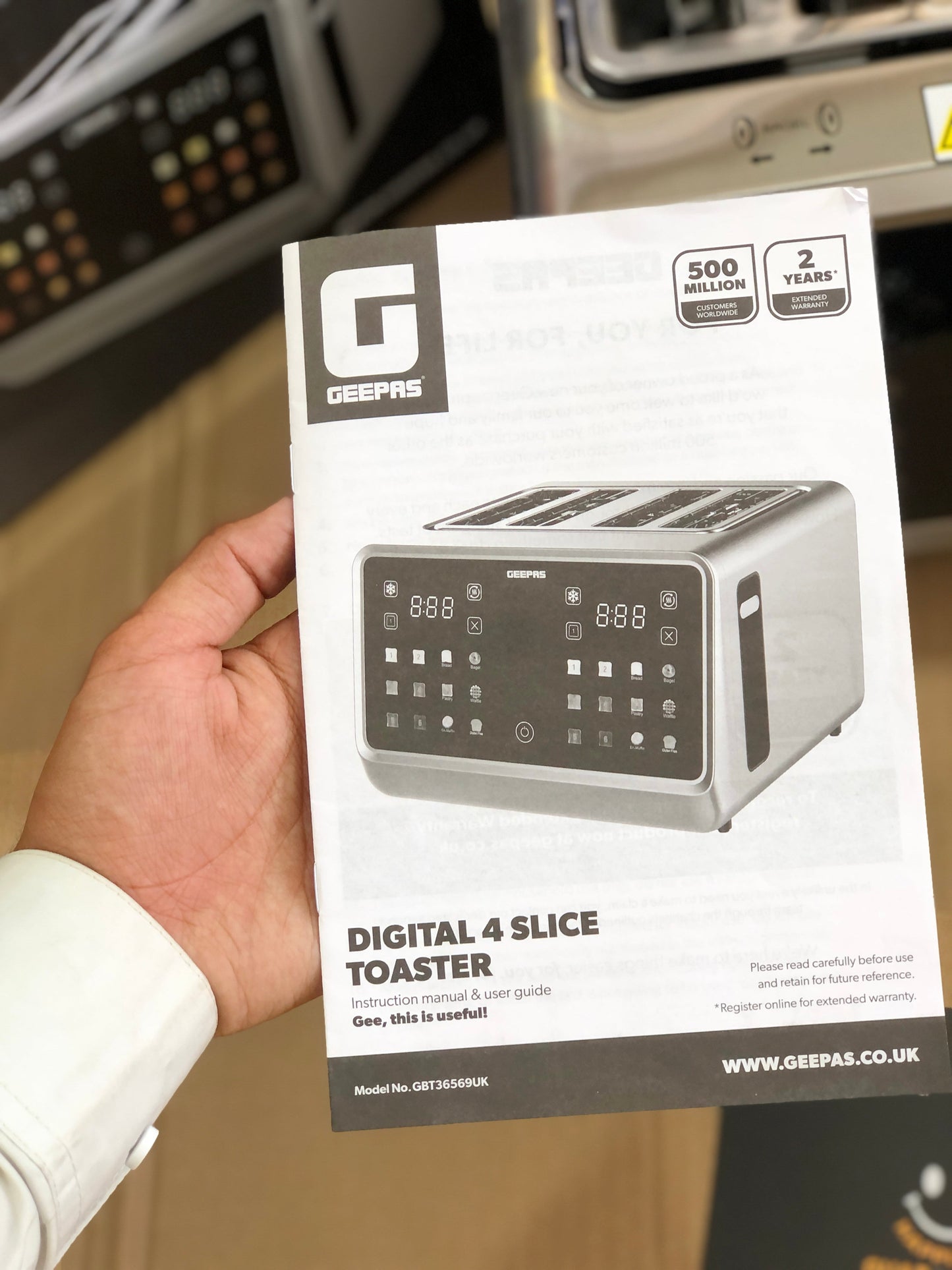 GEEPAS 5-in-1 DIGITAL 4 Slice Long Slot Toaster