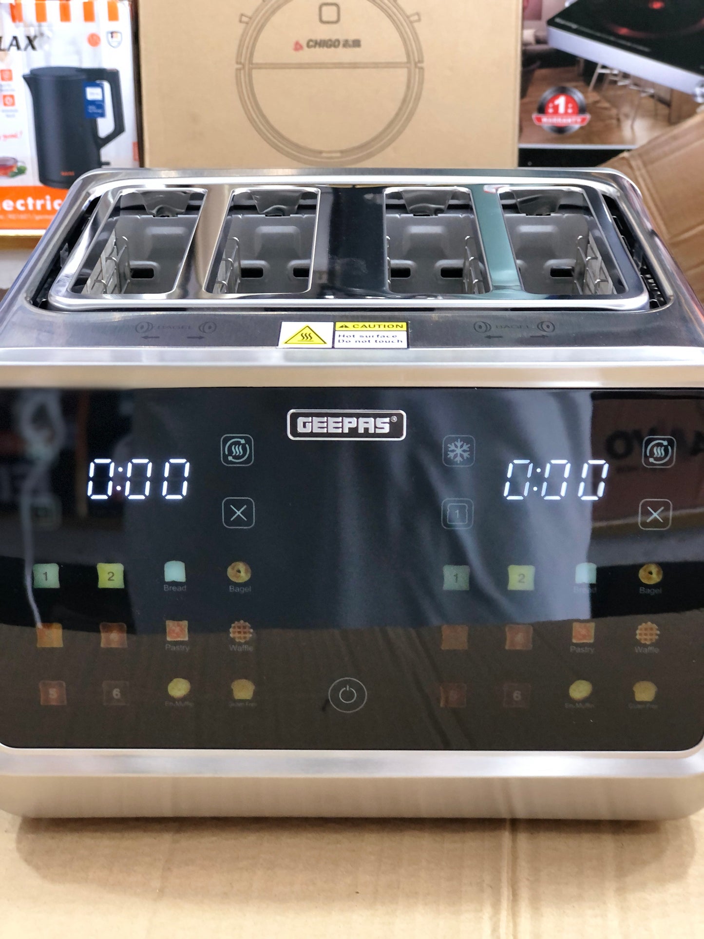 GEEPAS 5-in-1 DIGITAL 4 Slice Long Slot Toaster