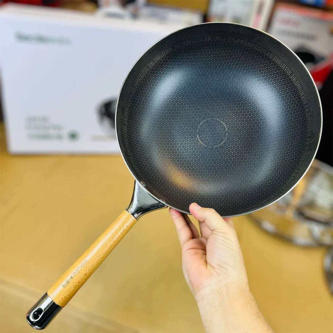 Honey Comb Laser Coated Deep fry Pan & Steamer