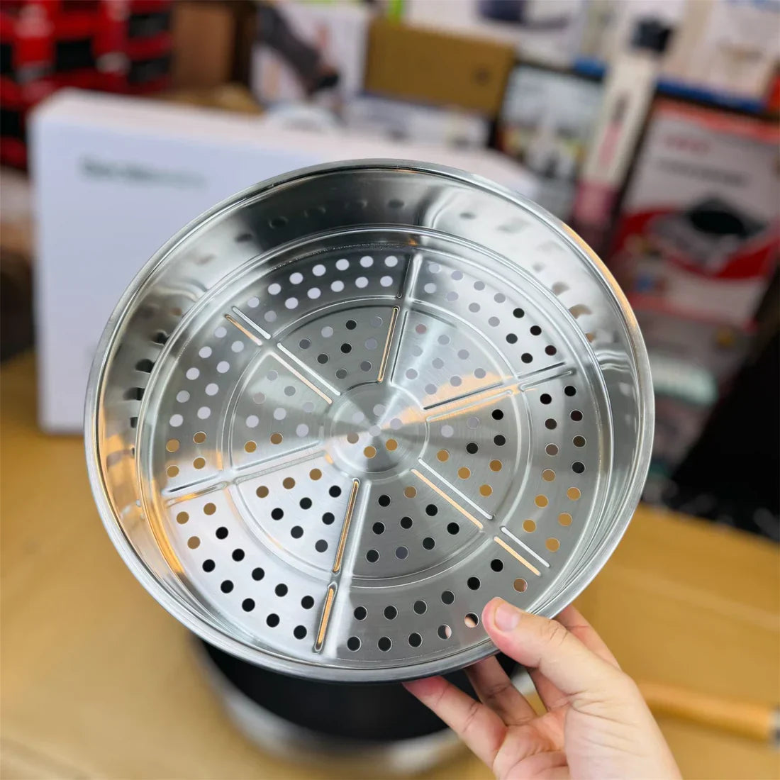Honey Comb Laser Coated Deep fry Pan & Steamer