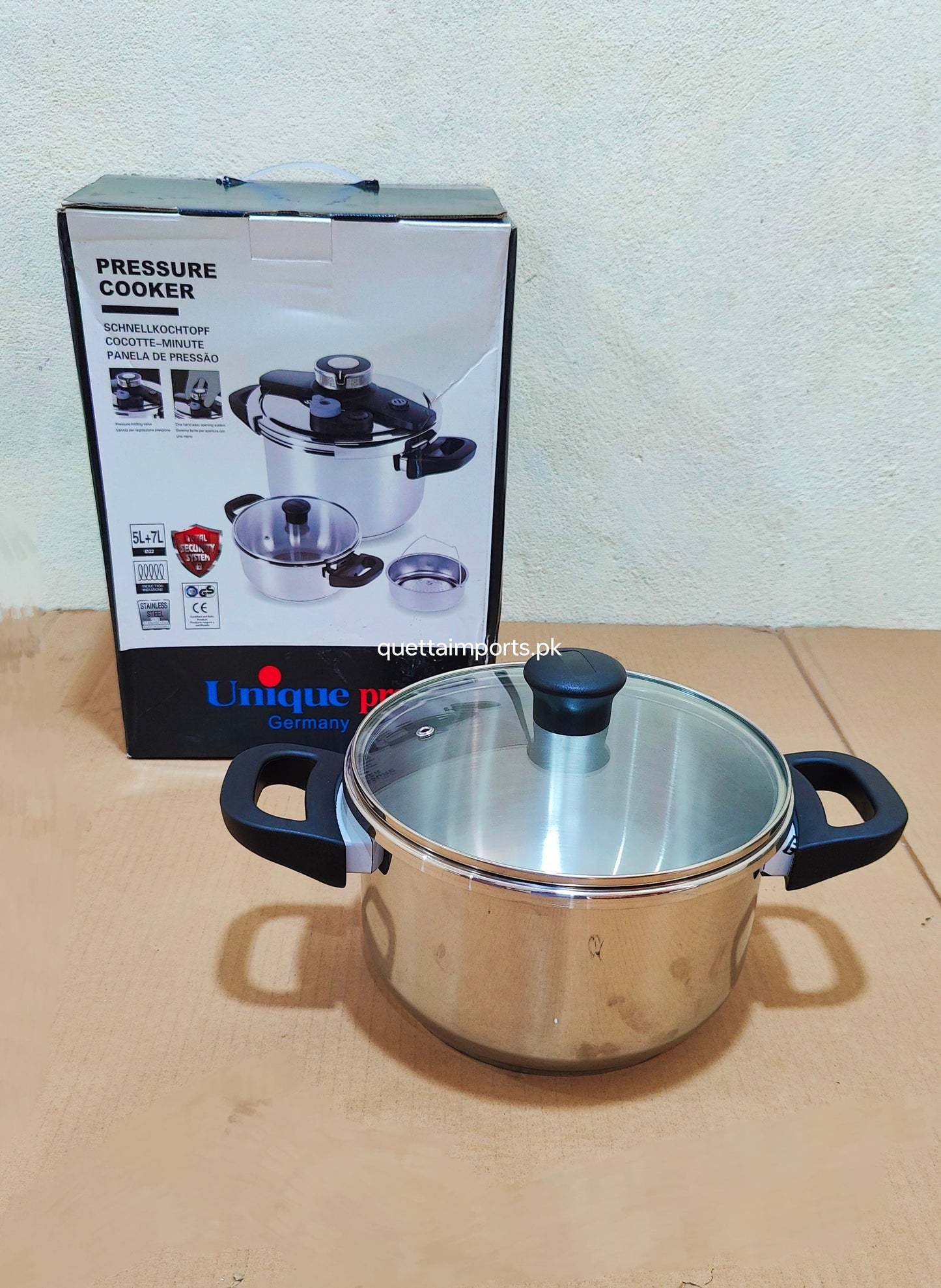 Imported Unique Pro 3 in 1  Stainless Steel Automatic Pressure Cooker - 5L + 7L