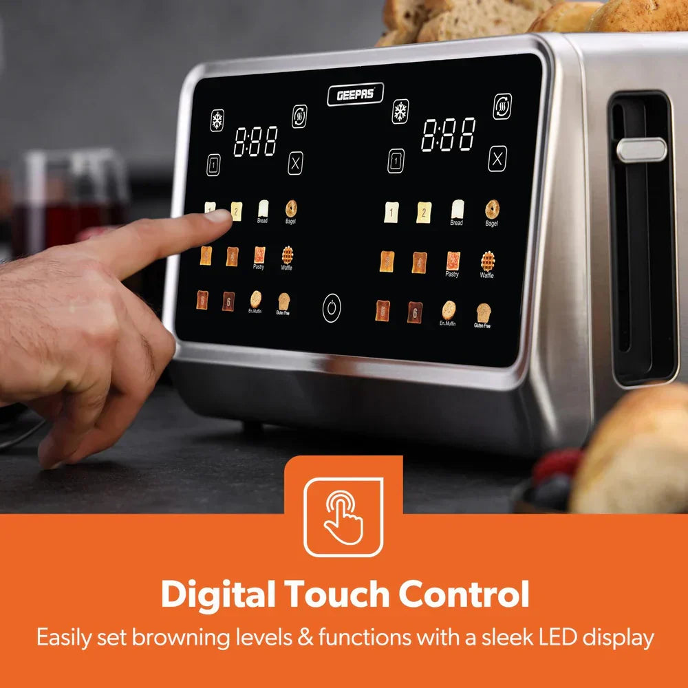 GEEPAS 5-in-1 DIGITAL 4 Slice Long Slot Toaster
